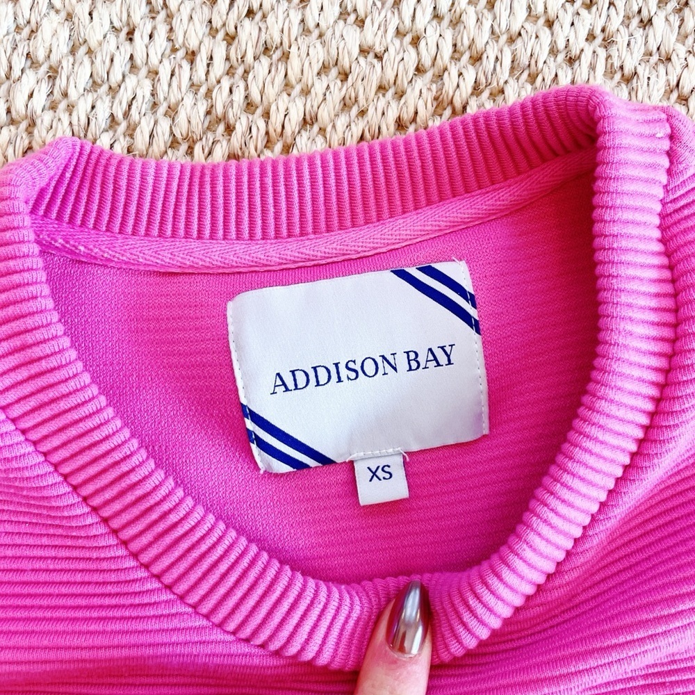 ADDISON BAY Women's The Everyday Crewneck Hot Pink Ribbed XS | Sold Out Online - Picture 7 of 10